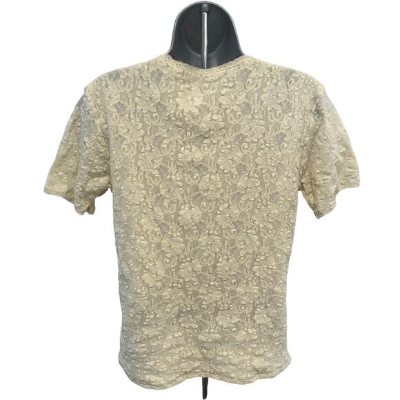 3-Stretch Semi Sheer Sparkle Floral Design Tops by 'Shoulders to Go' Small/Med - Picture 15 of 16